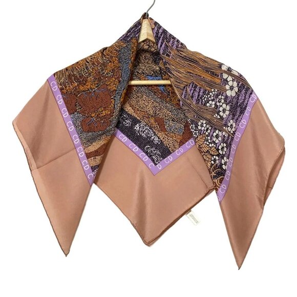 Auth DIOR/ChristianDior - Pink Orange Multi Scarf